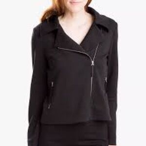 Max Studio Black Knit Moto Jacket Medium Weight with pockets Size XL